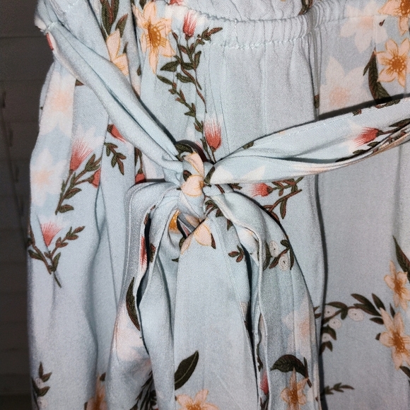 Women's AVA and VIV Baby Blue/Green Floral Print Sleeveless Summer Midi Dress 2X - Picture 10 of 15